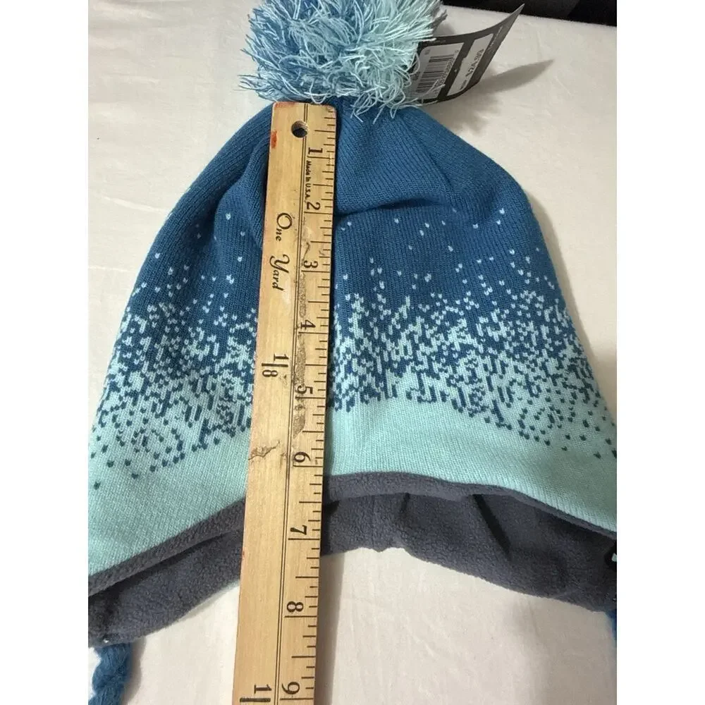 Under Armour Kids Youth Beanie Hat Blue Ombre Fleece Lined Pom Earflap Winter NW